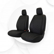 Чехлы Renault Logan Privilege 14- экокожа стеганые черная строчка черные Trend Ростов