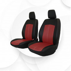 Чехлы Nissan Almera 13- экокожа стеганые красная строчка черная Trend Ростов