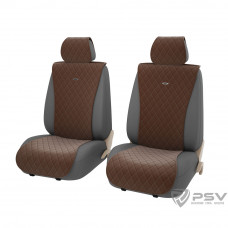 Накидка на сиденье PSV Asterion Pro 2 велюр передняя коричневая 2 шт.