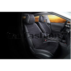 Накидка на сиденье CarFashion Monaco велюр/экокожа передняя черная серый кант 2 шт.