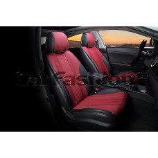 Накидка на сиденье CarFashion Grand твид/экокожа передняя черно-красная 2 шт.