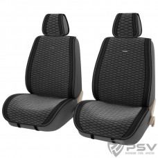 Накидка на сиденье PSV Hornet вельвет/экокожа передняя черно-серая 2 шт.