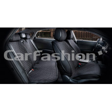 Накидка на сиденье CarFashion Crown plus экокожа/жаккард черный/черный/черный