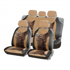 Накидка на сиденье CarFashion Safary Plus трикотаж черно-коричневые Тигр 5 шт.