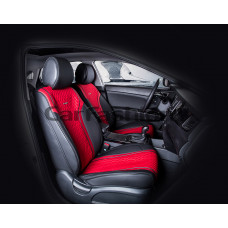 Накидка на сиденье CarFashion Element полиэстер/экокожа передняя черно-красная 2 шт.