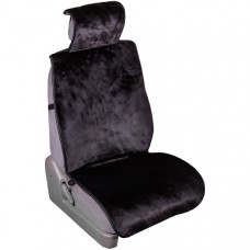 Накидка на сиденье иск.мех Skyway Arctic мутон черная гладкая с силиконом 5 шт.