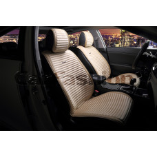 Накидка на сиденье CarFashion Monaco велюр/экокожа передняя бежевая 2 шт.