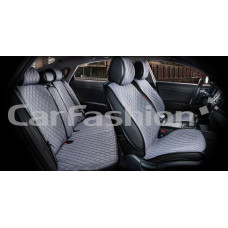 Накидка на сиденье CarFashion Crown plus экокожа/жаккард серый/черный/серый