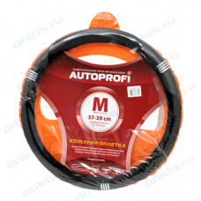 Оплетка руля M Autoprofi Luxury 3 хром-кольца черная