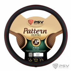 Оплетка руля M PSV Pattern Fiber экокожа с красной отстрочкой черная