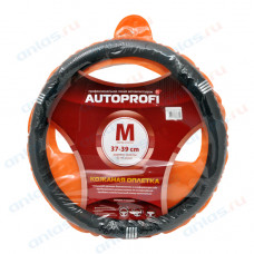 Оплетка руля M Autoprofi Luxury 3 хром-кольца черно-серая