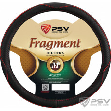 Оплетка руля M PSV Fragment экокожа черная с красной строчкой