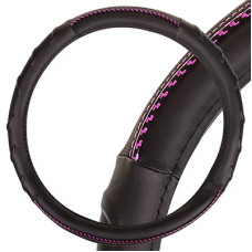 Оплетка руля M Skyway Luxury 6 экокожа черная с розовой отстрочкой