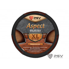 Оплетка руля XL PSV Aspekt натуральная кожа деревянная полоса черная